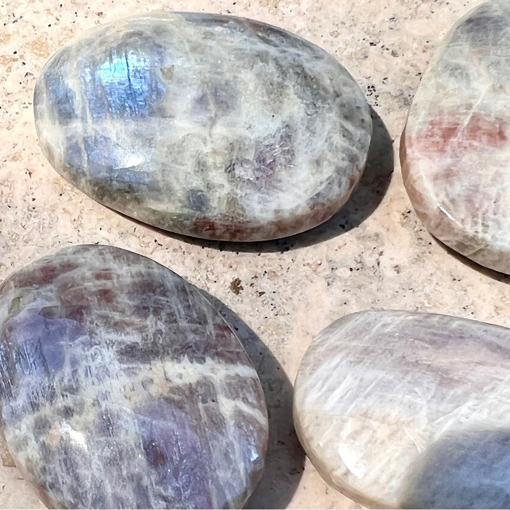 Sunfire Moonstone Palm Stone with Sunstone Inclusions - Belomorite